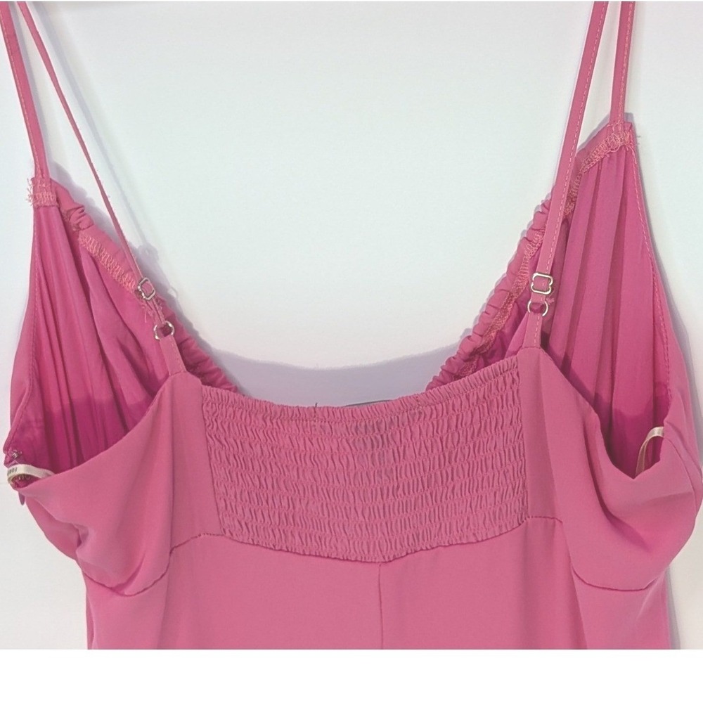 Forever 21 Womens Dress Large Pink Mini Tie Front Smocked Back Adjustable Straps - Picture 5 of 7